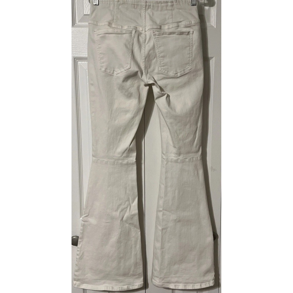 Free People Penny Stretch Pull-On Mid Rise Flare Jeans Worn White SZ 29 (28x33) - Picture 2 of 11